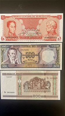 03 Cédulas Estrangeiras - Equador - Venezuela -Bielorussia - FE - ref.1003