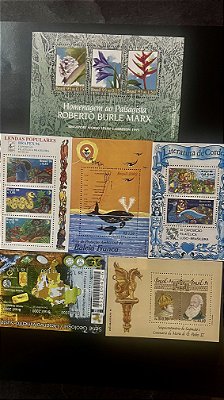 06 Blocos de Selos Comemorativos do Brasil - Mint - ref.1010
