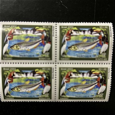 Quadra de Selos Comemorativos do Brasil - Turismo - Bonito-MS - 2001 - Mint - ref.1011