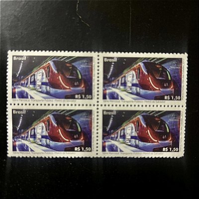 Quadra de Selos Comemorativos do Brasil - Transporte Pùblico - Metro de Salvador - 2017 - Mint - ref.1013