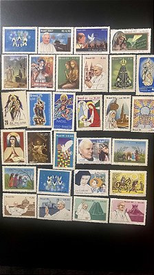 33 Selos Comemorativos do Brasil - Temáticos - Religiosos- Mint - ref.1015