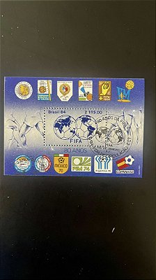 Bloco de Selos do Brasil - Fifa 80 Anos - com carimbo comemorativo - 1984 - ref.1015