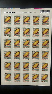 Folha Completa de 30 Selos Regulares do Brasil - Pandeiro - Adesivos - 2002 - Mint - ref.1042