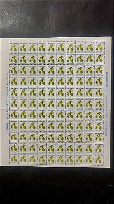Folha Completa de 110 Selos Regulares do Brasil - CR$.20,00 - Flores - Mint - ref.1054 - folha irá dobrada