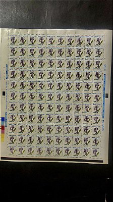 Folha Completa de 110 Selos Regulares do Brasil - CR$.2.000,00 - Flores - Mint - ref.1055 - folha irá dobrada