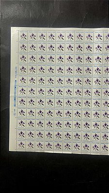 Folha Completa de 110 Selos Regulares do Brasil - CR$.10,00 - Flores - Mint - ref.1058 - folha irá dobrada