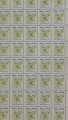 Folha Completa de 110 Selos Regulares do Brasil - CR$.200,00 - Flores - Mint - ref.1059