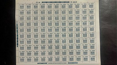 Folha Completa de 110 Selos Regulares do Brasil - CR$.300,00 - Mint - ref.1060 - folha irá dobrada