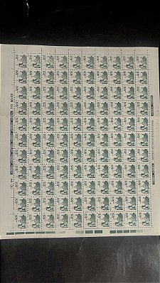 Folha Completa de 110 Selos Regulares do Brasil - CR$.100,00 - Igreja N.S.das Dores - Mint - ref.1064 - folha irá dobrada