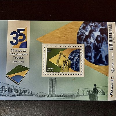 Bloco de Selos Comemorativos do Brasil - Constituição Cidadã de 1988 - 2023 - Mint - ref.1080