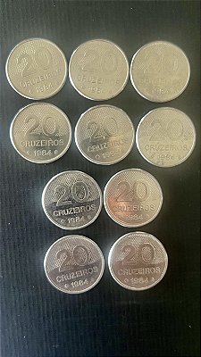 10 Moedas do Brasil - 20 Cruzeiros 1984 - Aço Inoxidável - Mbc - ref.1092