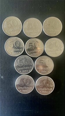 10 Moedas do Brasil - 50 Cruzeiros 1984 - Aço Inoxidável - Mbc - ref.1097