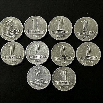 10 Moedas do Brasil - 5 Cruzeiro 1960 - Aluminio - Mbc - ref.1103