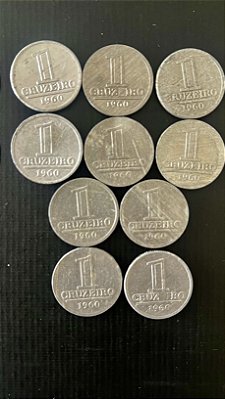10 Moedas do Brasil - 5 Cruzeiro 1960 - Aluminio - Mbc - ref.1103
