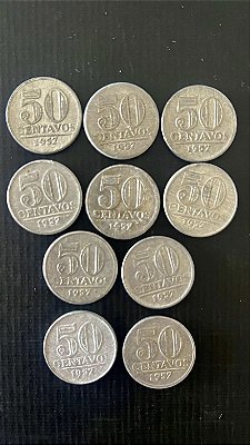 10 Moedas do Brasil - 50 Centavos 1957 - Aluminio - Mbc - ref.1104