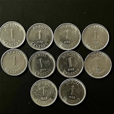 10 Moedas do Brasil - 1 Cruzados 1988 - Aço Inoxidável - Mbc - ref.1111