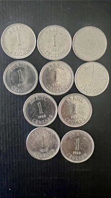 10 Moedas do Brasil - 1 Cruzados 1988 - Aço Inoxidável - Mbc - ref.1111