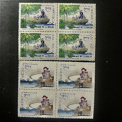 Quadra de Selos Comemorativos do Brasil -500 Anos do Descobrimento da América - 1991 - Mint - ref.1112
