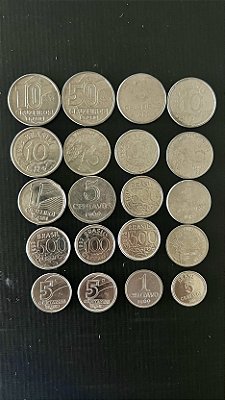 20 Moedas do Brasil Diferentes - Aço Inoxidável - Mbc - ref.1117