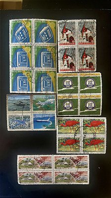 06 Quadras de Selos Comemorativos do Brasil - Circuladas com carimbo -ref.972