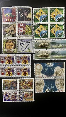06 Quadras de Selos Comemorativos do Brasil - Circuladas com carimbo -ref.974