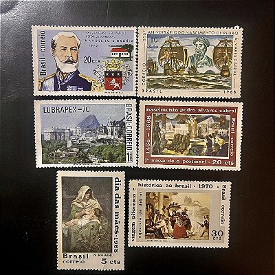 06 Selos Comemorativos do Brasil - Anos 1968 e 1970 - Mint - ref.975