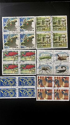 06 Quadras de Selos Comemorativos do Brasil - Circuladas com carimbo -ref.975