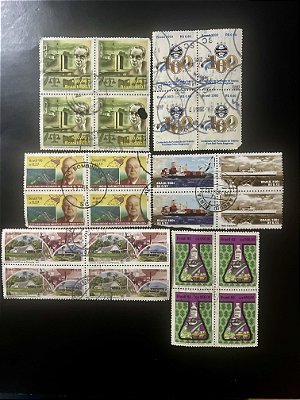 06 Quadras de Selos Comemorativos do Brasil - Circuladas com carimbo -ref.976
