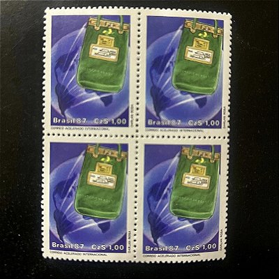 Quadra de Selos Comemorativos do Brasil - Serviços Especiais da ECT - Malote - 1987 - Mint - ref.2023