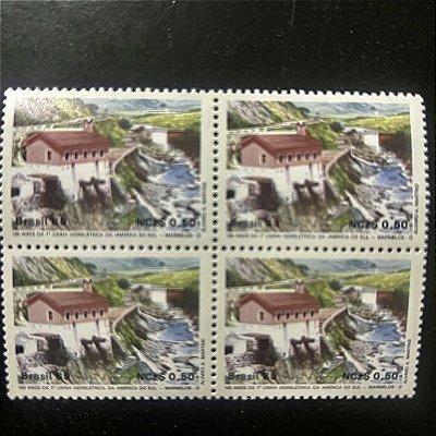 Quadra de Selos Comemorativos do Brasil - Centenario da 1a.Hidreletrica da America do Sul - 1989 - Mint - ref.2030