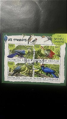 Bloco de Selos Estrangeiros - Republique Togolaise - Les Touracos - La Nature Sauvage - ref.2032