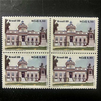 Quadra de Selos Comemorativos do Brasil -Centenario do Colégio Militar do Rio Janeiro - 1989 - Mint - ref.2032