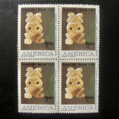 Quadra de Selos Comemorativos do Brasil - 500 Anos do Descobrimento da America - Muraquita - 1989 - ref.2042