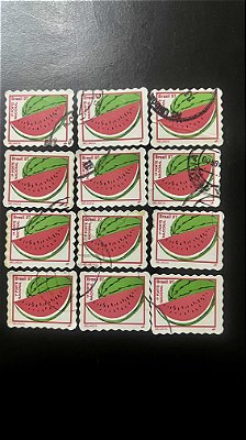 12 Selos Regulares - Melancia - 1997 - Circulados - ref.2047