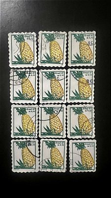 12 Selos Regulares - Abacaxi - 1997 - Circulados  - ref.2052