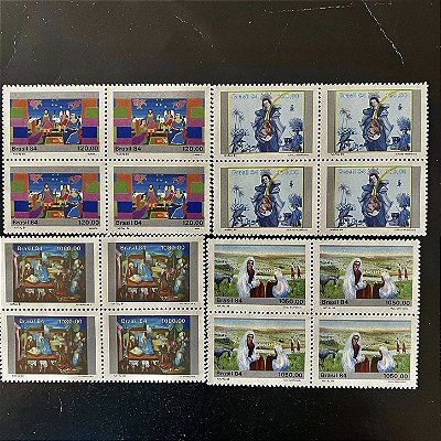 04 Quadra de Selos Comemorativos do Brasil - Natal 84 - 1984 - Mint - ref.2053