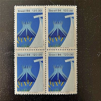 Quadra de Selos Comemorativos do Brasil -Dia Nacional de Ação de Graças - 1984 - Mint - ref.2056