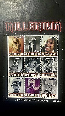 Bloco de Selos Estrangeiros - Afganistan - Millenium - Personalidades - Movie Stars- Mint - ref.2060