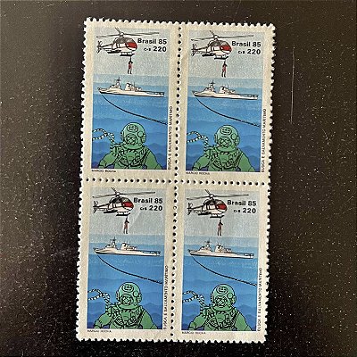 Quadra de Selos Comemorativos do Brasil - Busca e Salvamento Maritimo - 1985 - Mint - ref.2061