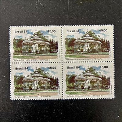 Quadra de Selos Comemorativos do Brasil - Centenário do Palacio de Cristal - Petropolis - 1984 - Mint - ref.2063
