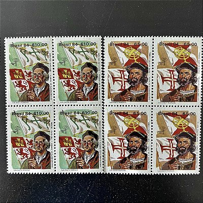 02 Quadra de Selos Comemorativos do Brasil - Descobrimento das Americas e do Brasil - 1984 - Mint - ref.2067