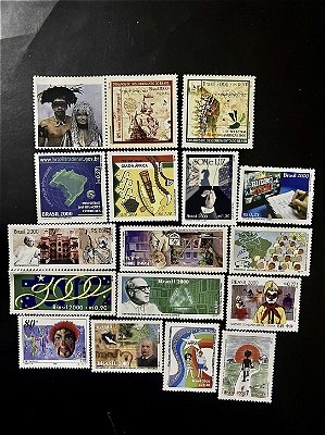 16 Selos Comemorativos do Brasil - Ano 2000 - Mint - ref.2068