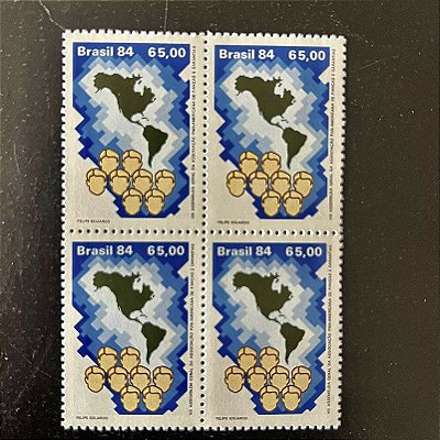 Quadra de Selos Comemorativos do Brasil - VIII Assembleia Geral da Associação Pan-Americana de Fianças - 1984 - Mint - ref.2068