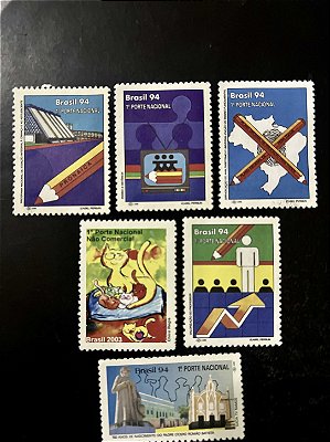 06 Selos Comemorativos do Brasil - 1o. Porte Nacional - Mint - ref.2071
