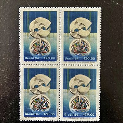 Quadra de Selos Comemorativos do Brasil -XIV Assembleia Geral Ordinaria da OEA- 1984 - Mint - ref.2074