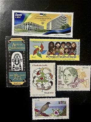 06 Selos Comemorativos do Brasil - Ano 2021 - Mint - ref.2077