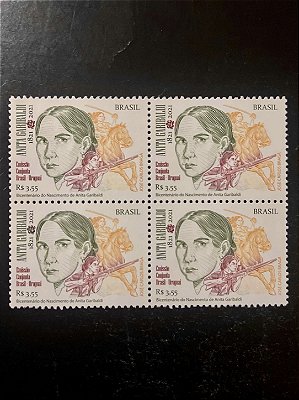 Quadra de Selos Comemorativos do Brasil - Bicentenario de Anita Garibaldi - 2021 - Mint - ref.2080