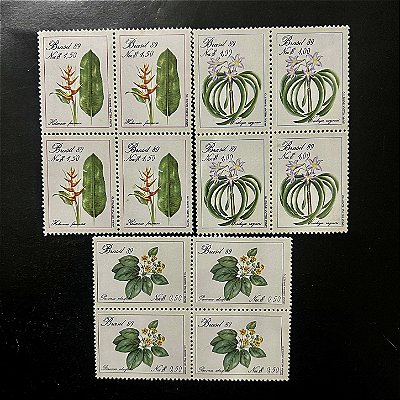 Quadra de Selos Comemorativos do Brasil - Preservação da Flora Brasileira - 1989 - Mint - ref.2090