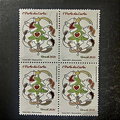 Quadra de Selos Comemorativos do Brasil -Natal 2021 - Reencontros - 2021 - Mint - ref.2098