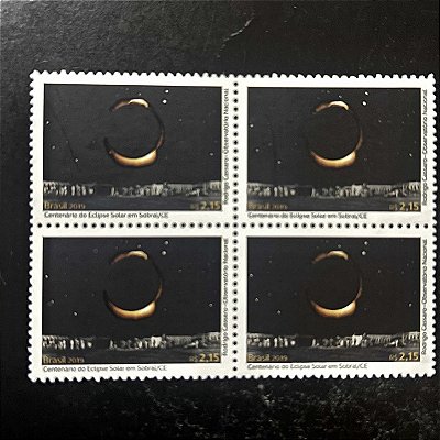 Quadra de Selos Comemorativos do Brasil -Centenario do Eclipse Solar em Sobral - 2100 - Mint - ref.2099